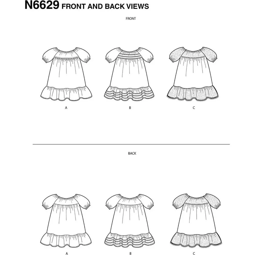 New Look Sewing Pattern N6629 10100 Dress Toddlers‎ Size 1/2-4